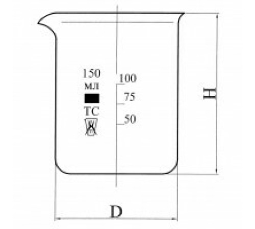 Стакан Н-1-400 низкий с делениями и носиком, ТС